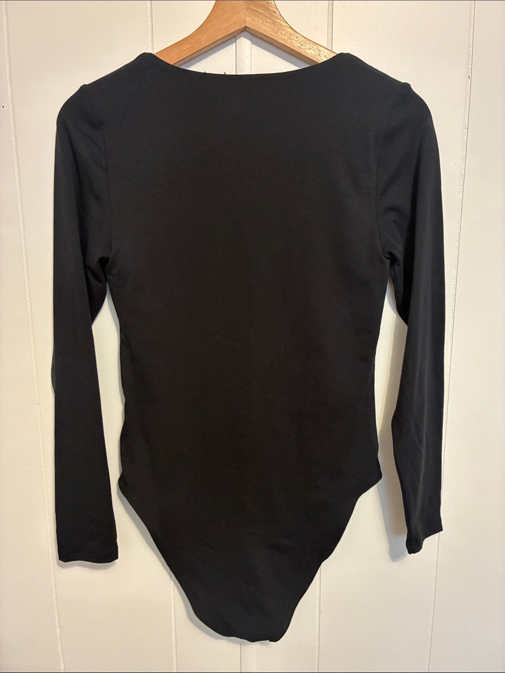 Old Navy Black Long-Sleeve Square Neck Bodysuit with Snap Hem - Picture 3 of 4